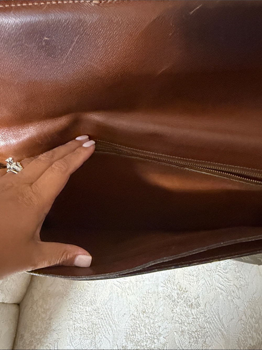 Vintage Louis Vuitton Brown Monogram Canvas Leather-Trim Briefcase Clutch - Picture 5 of 6